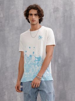 WROGN - Men Off White Pure Cotton Printed 1 T-Shirt