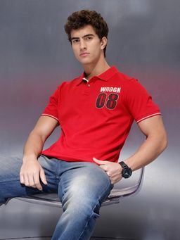 WROGN - Men Red Pure Cotton Printed 1 Polo T-Shirt