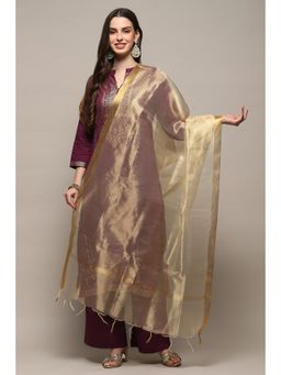Biba - Gold Polyester Dyed Dupatta