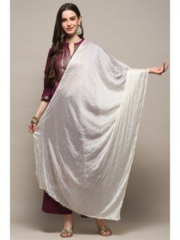 Biba - Off White Polyester Solid Dupatta