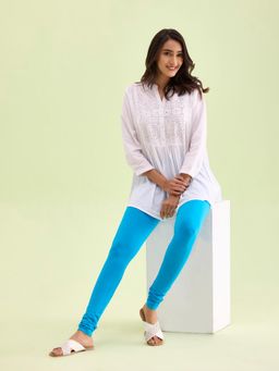 Go Colors - Soft Cotton Stretch Churidar For Women | Breathable, Mid Rise, Full Length, Firozee