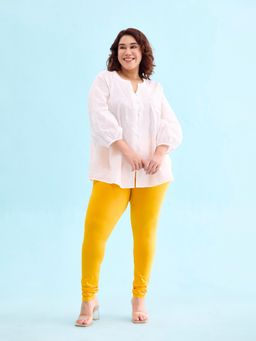 Go Colors - Soft Cotton Stretch Churidar For Women | Breathable, Mid Rise, Full Length, Saffron