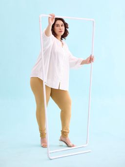 Go Colors - Soft Cotton Stretch Churidar For Women | Breathable, Mid Rise, Full Length, Wheat