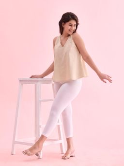 Go Colors - Soft Cotton Stretch Cropped Leggings For Women | Breathable, Mid Rise, Black White