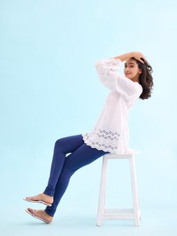 Go Colors - Soft Cotton Stretch Churidar For Women | Breathable, Mid Rise, Full Length, Ink Blue