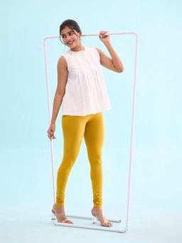 Go Colors - Soft Cotton Stretch Churidar For Women | Breathable, Mid Rise, Full Length, Mustard