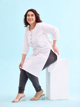 Go Colors - Soft Cotton Stretch Churidar For Women | Breathable, Mid Rise, Full Length, Silver Grey