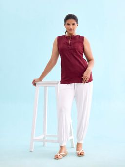Go Colors - Women White Viscose Harem Pants