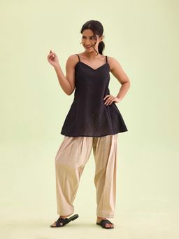 Go Colors - Women Light Beige Solid Cotton Salwar