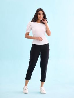 Go Colors - Women Black Solid Mid Rise Cropped Jeggings