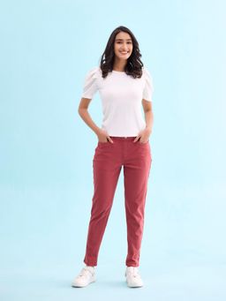 Go Colors - Women Young Red Solid Super Stretch Jeggings