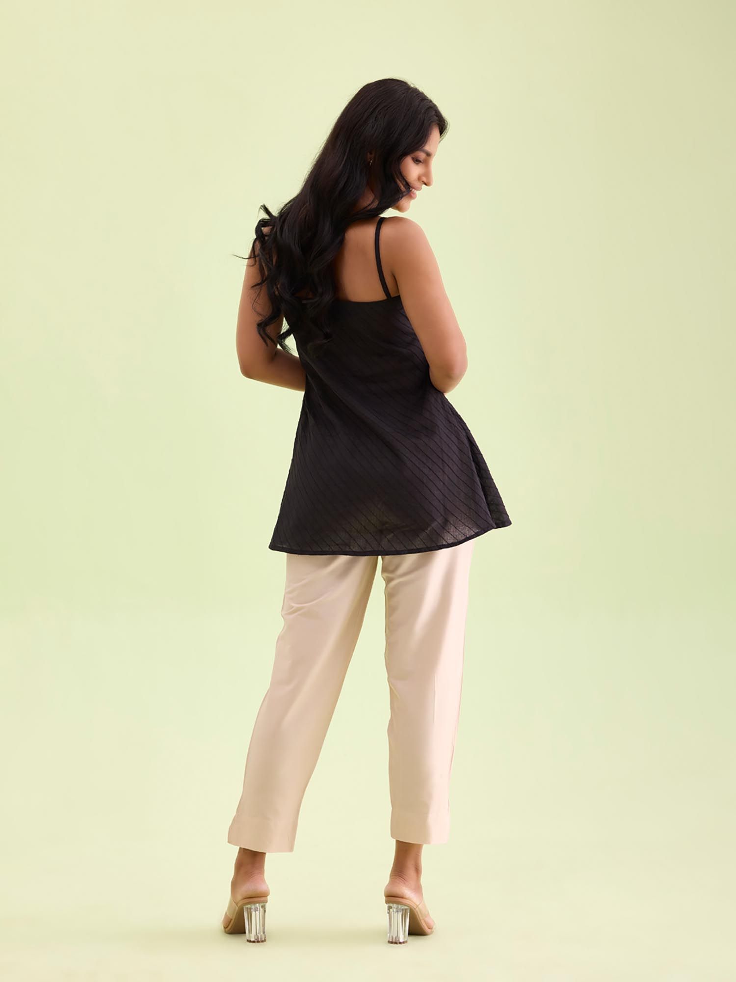 go colors Women Medium Beige Solid Mid Rise Metallic Pants-picture-17