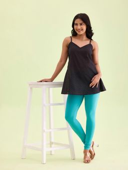 Go Colors - Soft Cotton Stretch Churidar For Women | Breathable, Mid Rise, Full Length, Dark Mint