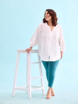 Go Colors - Soft Cotton Stretch Cropped Leggings For Women | Breathable, Mid Rise, Black Ocean Green