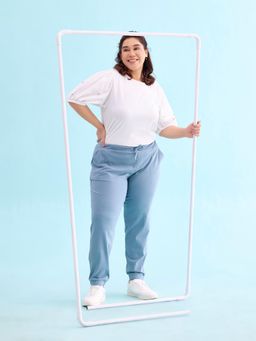 Go Colors - Women Solid Cotton Aqua Cuffed Joggers