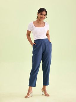 Go Colors - Women Stripe Blue Printed Pencil Pants