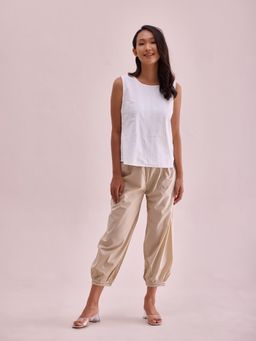 Go Colors - Women Solid Light Beige Cotton Cropped Salwar