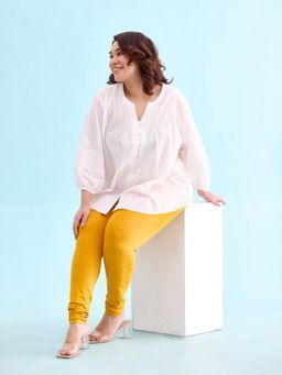 Go Colors - Soft Cotton Stretch Churidar For Women | Breathable, Mid Rise, Full Length, Bright Mustard