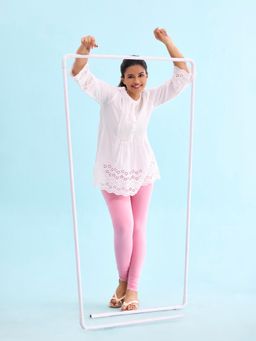 Go Colors - Soft Cotton Stretch Ankle Length Leggings For Women | Breathable, Mid Rise, Rose