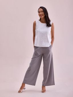 Go Colors - Women Grey Viscose Mid Rise Printed Palazzo