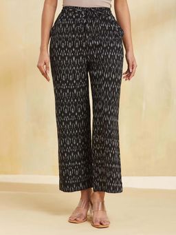 Fabindia - Black Cotton Ikat Casual Pant