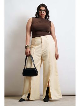 FREAKINS - Butter Cream Curve Flared Korean Pant