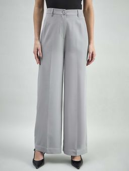 Powersutra - Women's Grey High Waisted Straight Stretchable Trouser