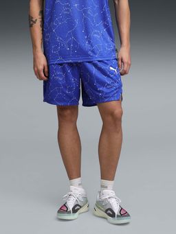 Puma - Men Blue Printed Basketball Shorts