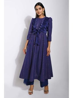 Taro India - Iris Navy Blue Kurta Pant With Dupatta And Jacket