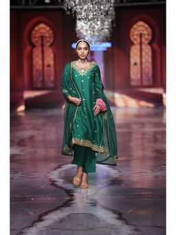Gulabo Jaipur - Reeha Green Straight Kurta with Pant and Dupatta