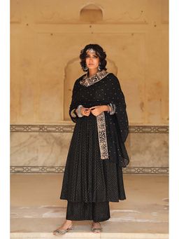Gulabo Jaipur - Zohra Black Anarkali Kurta with Pant