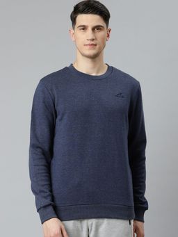 Alcis - Men Navy Blue Brand Logo Pullover Sweatshirt