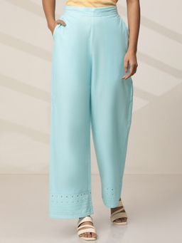 Elleven - Women Straight Fit Blue Cotton Palazzo
