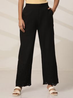Elleven - Women Straight Fit Black Cotton Palazzo