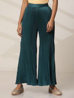 Elleven - Women Loose Fit Blue Polyester Sharara