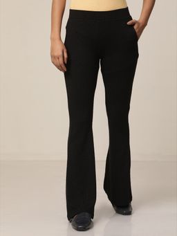 Elleven - Women Straight Fit Black Polyester Parallel Pants