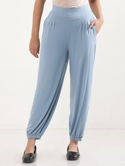 Elleven - Women Loose Fit Blue Polyester Harem Pants