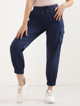 Elleven - Women Slim Fit Blue Cotton Joggers
