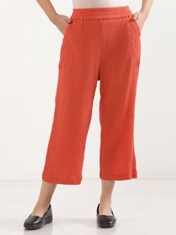 Elleven - Women Loose Fit Orange Rayon Culottes