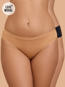 Nykd by Nykaa - Super Soft Luxe Modal Bikini Panty NYP382 PO2 Black & Tan