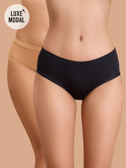 Nykd by Nykaa - Super Soft Luxe Modal Hipster Panty NYP383 PO2 Black & Tan