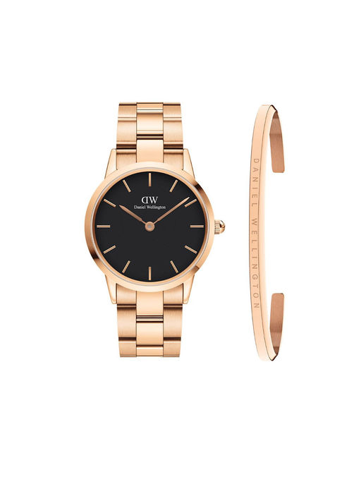 Rose Gold Black Watch Chain Strap Buy Daniel Wellington Iconic