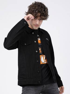 Buy HIGHLANDER Men Black Solid Denim Jacket (L) Online