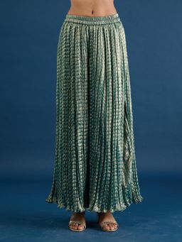 Gajra Gang - Teal Crush Tissue Palazzo Diwalicious