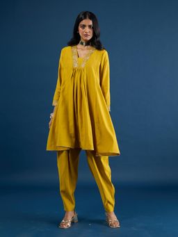 Gajra Gang - Mustard Short Anarkali Embroidered & Salwar Nani's Almari (Set of 2)