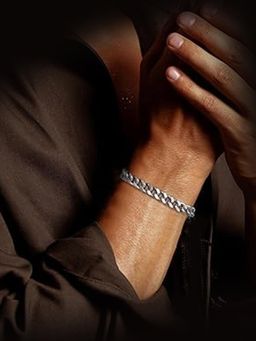 Peora - Silver Plated Stainless Steel Openable Stylish Link Chain Bracelet Fashion for Men