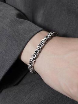 Peora - Silver Plated Stainless Steel Openable Fancy Link Bracelet Fashion Gift for Men