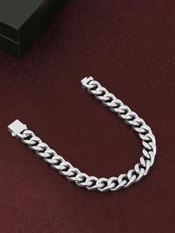 Peora - Silver Plated Stainless Steel Link Bracelet Fashion Jewellery for Men