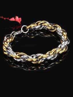 Peora - Gold Silver Plated Stainless Steel Metal Openable Bracelet Stylish Jewellery for Men