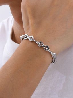 Peora - Silver Plated Stainless Steel Rope Style Openable Link Bracelet Jewellery for Men